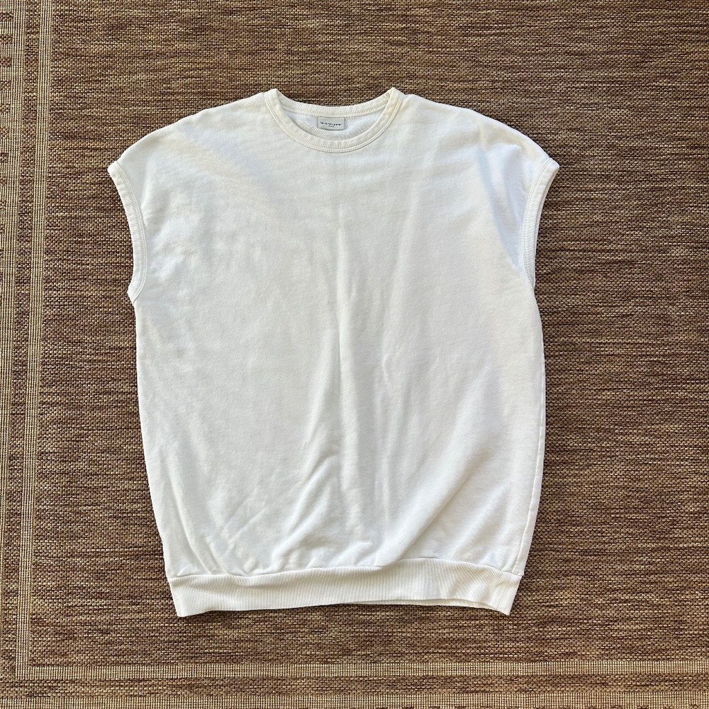 Unisex Dries Van Noten Drop-Shoulder Crewneck Sleeveless White T-Shirt Sweater